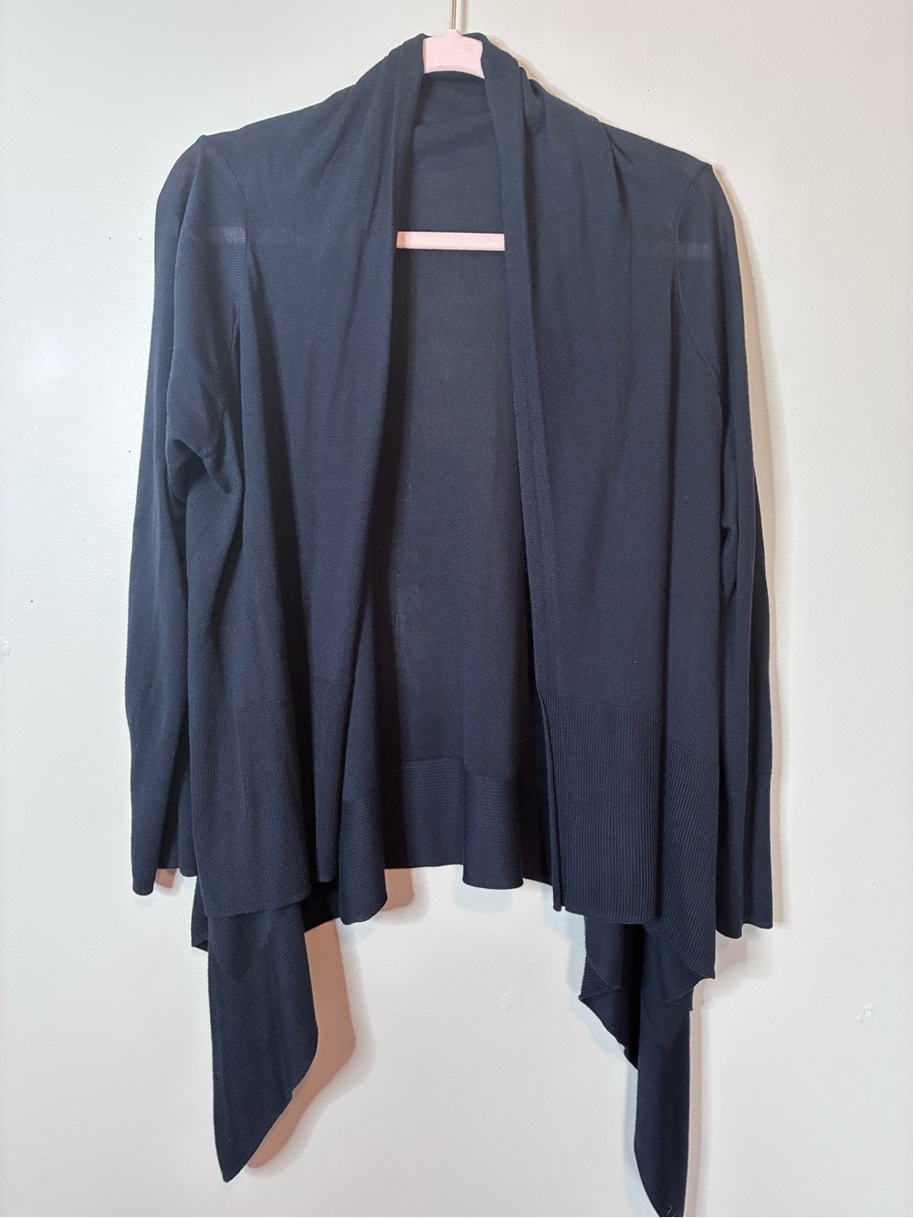 H&M Blue Waterfall Open Front Cardigan Size Large Draped Lightweight